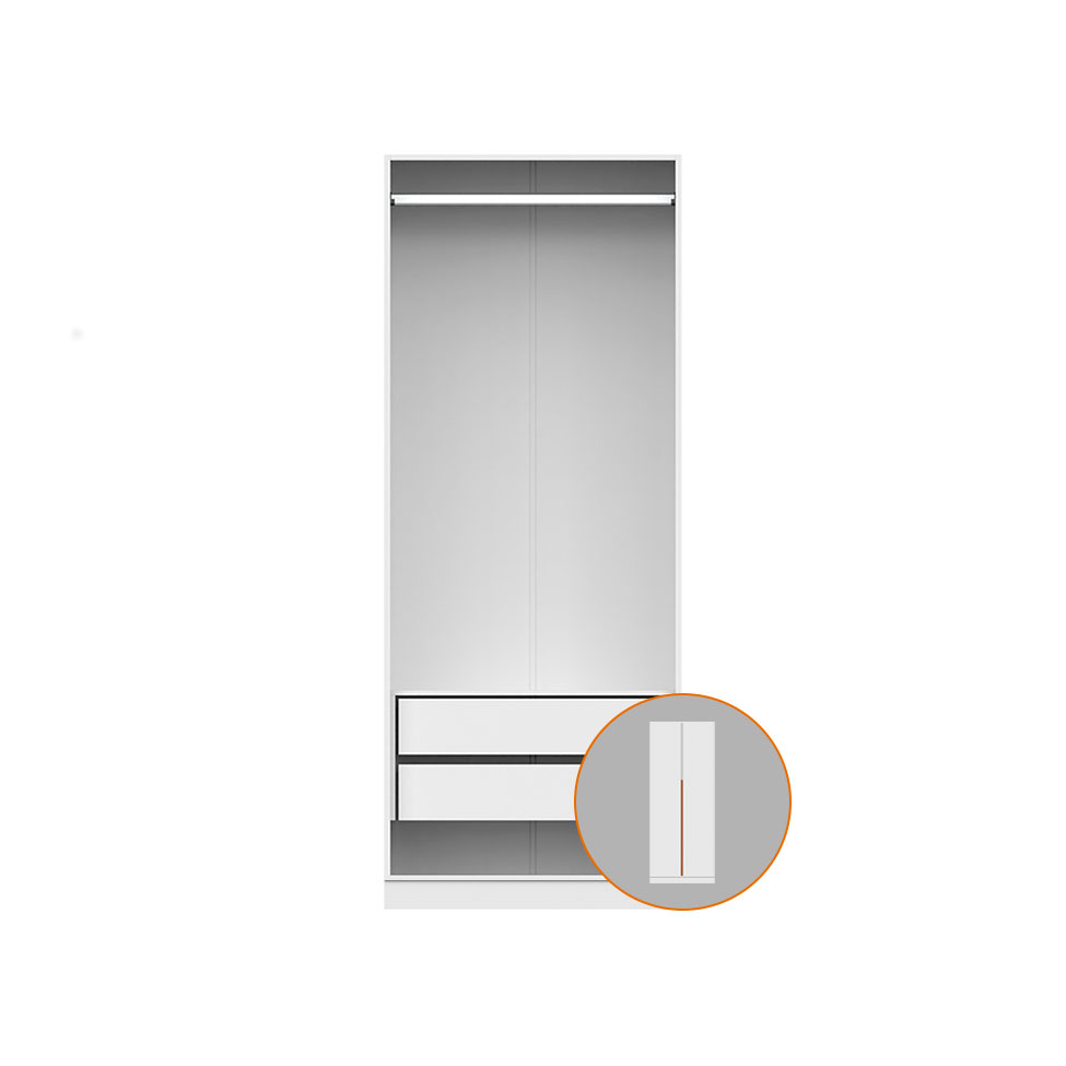 Guarda-Roupa Modulado com Cabideiro Tuyo 2 Portas Articuladas 2 Gavetas Branco 90 cm