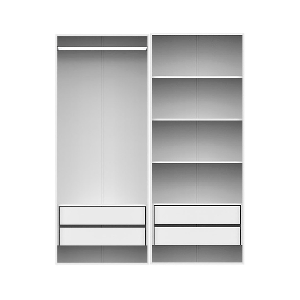 Guarda-Roupa Modulado com Cabideiro e Prateleiras New Tuyo 4 Gavetas Branco 90 cm