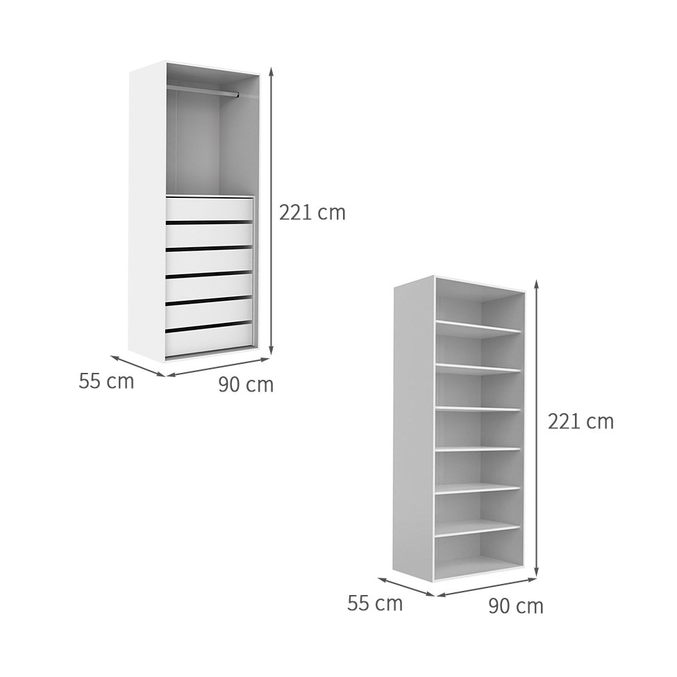 Guarda-Roupa Modulado com Cabideiro e Prateleiras New Tuyo 6 Gavetas 180 cm