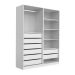 Guarda-Roupa Modulado com Cabideiro e Prateleiras Tuyo 2 Portas Correr 8 Gavetas Branco 184 cm