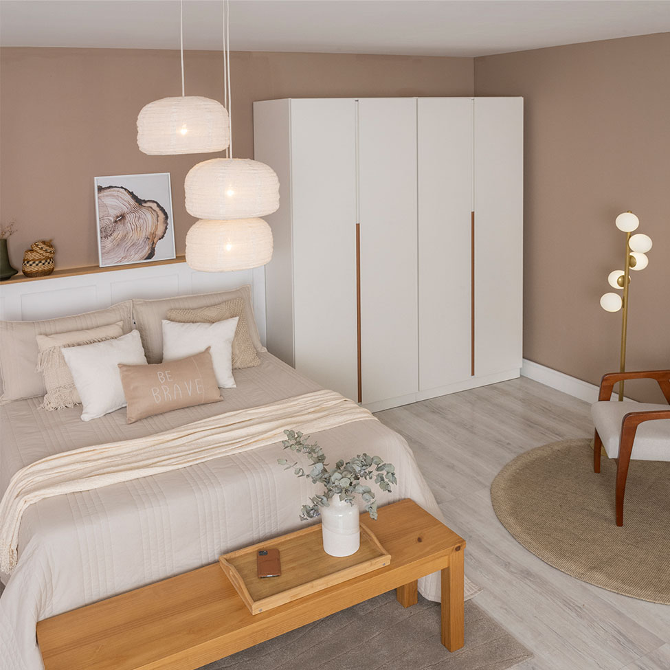 Guarda-Roupa Modulado com Cabideiro e Prateleiras Tuyo 4 Portas Articuladas 8 Gavetas Branco 180 cm