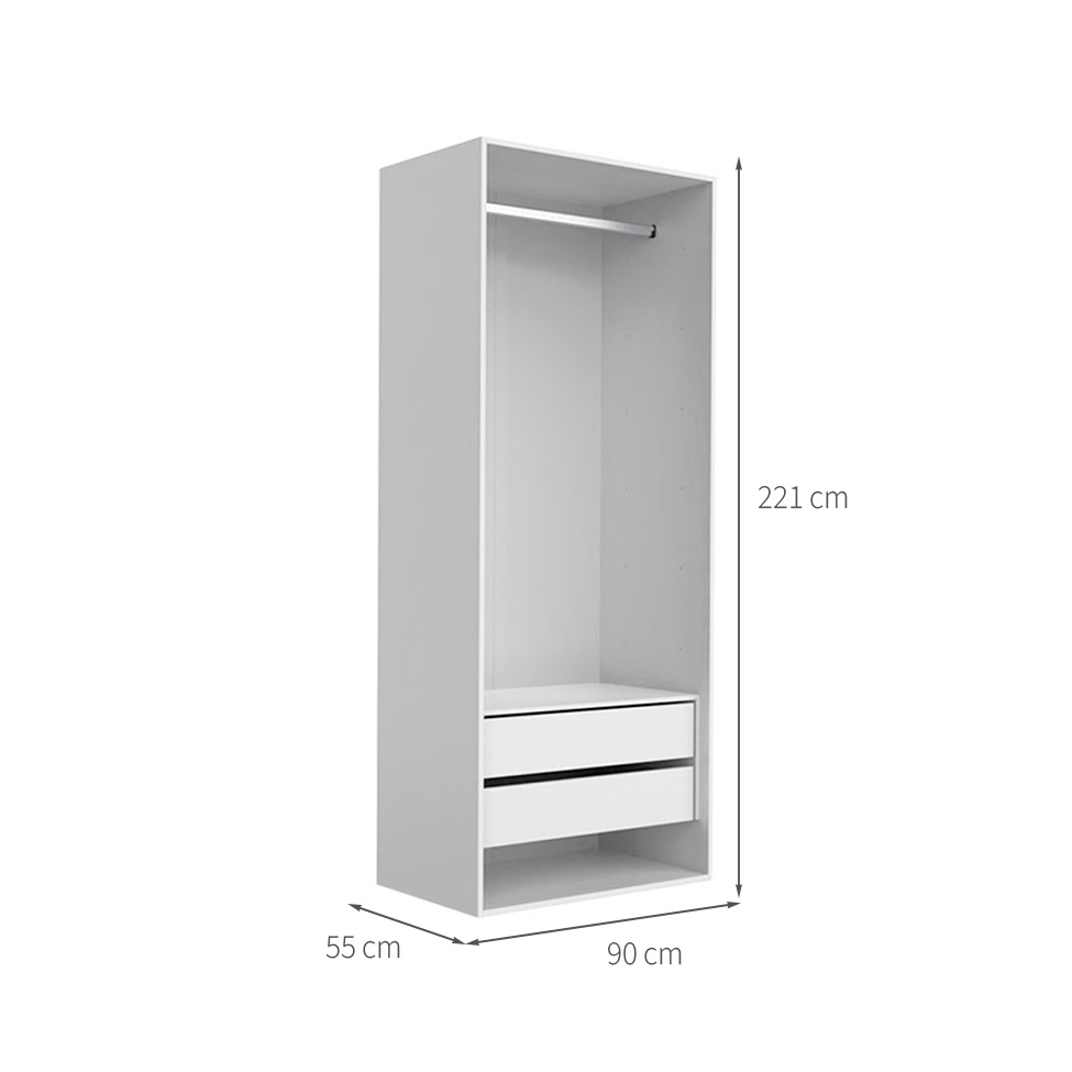 Guarda-Roupa Modulado com Cabideiros New Tuyo 4 Gavetas Branco 180 cm