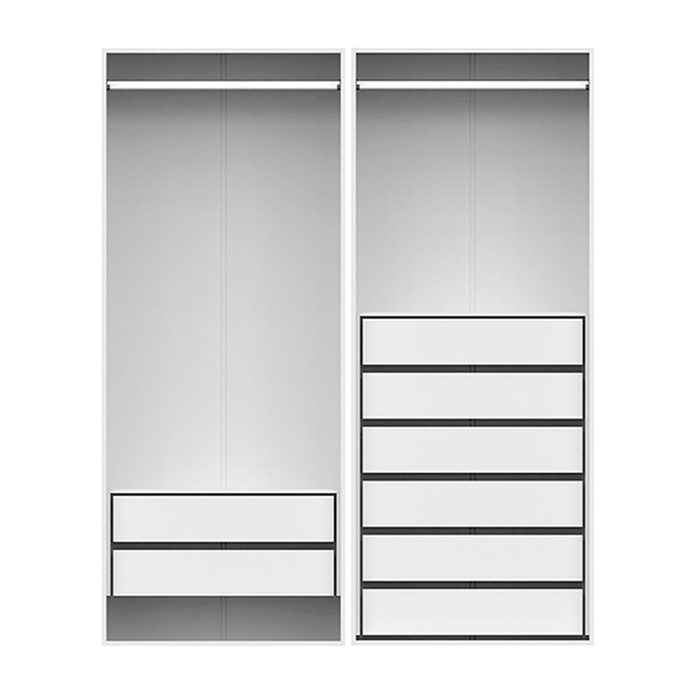 Guarda-Roupa Modulado com Cabideiros New Tuyo 8 Gavetas Branco 180 cm