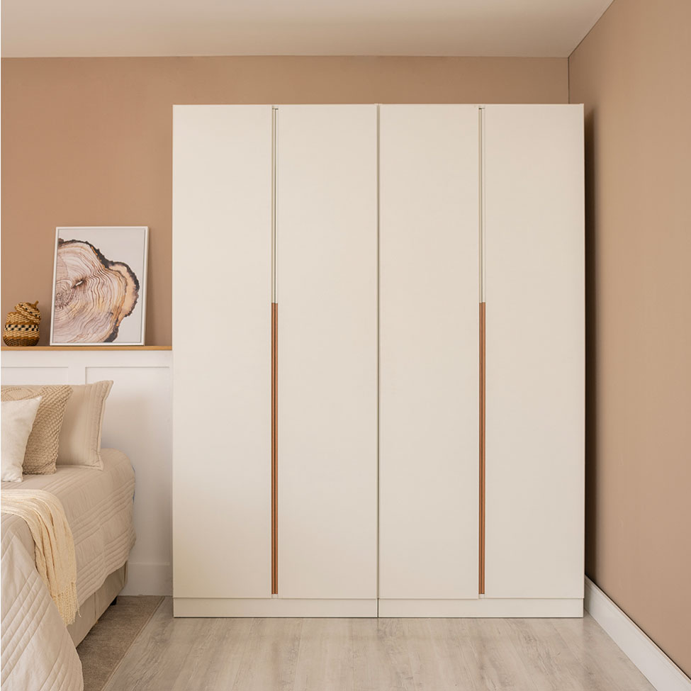Guarda-Roupa Modulado com Cabideiros Tuyo 4 PT Articuladas 6 GV Branco 180 cm