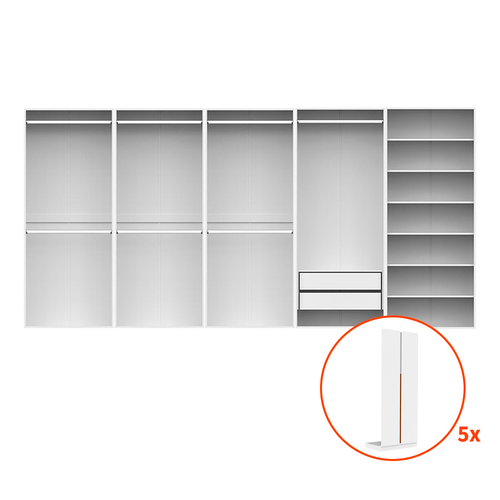 Guarda-Roupa Modulado com Cabideiros e Prateleiras New Tuyo 10 Portas 2 Gavetas Branco 450 cm