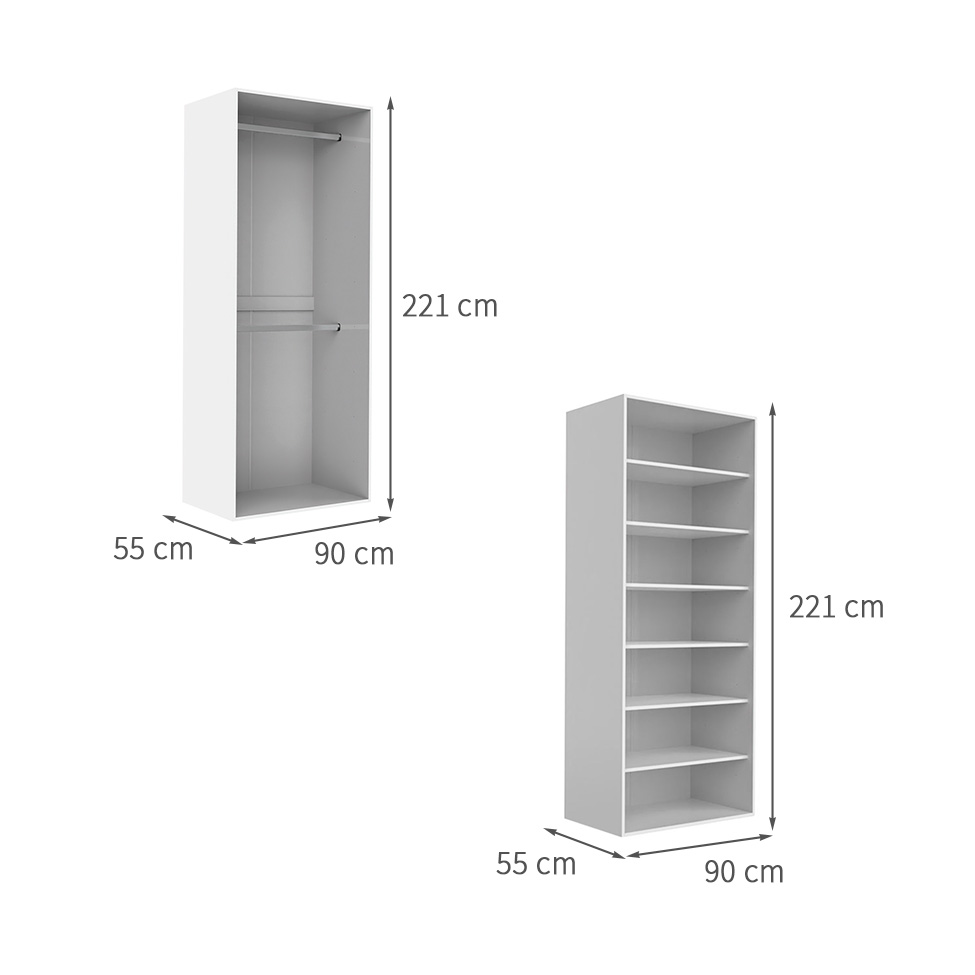 Guarda-Roupa Modulado com Cabideiros e Prateleiras New Tuyo Branco 180 cm