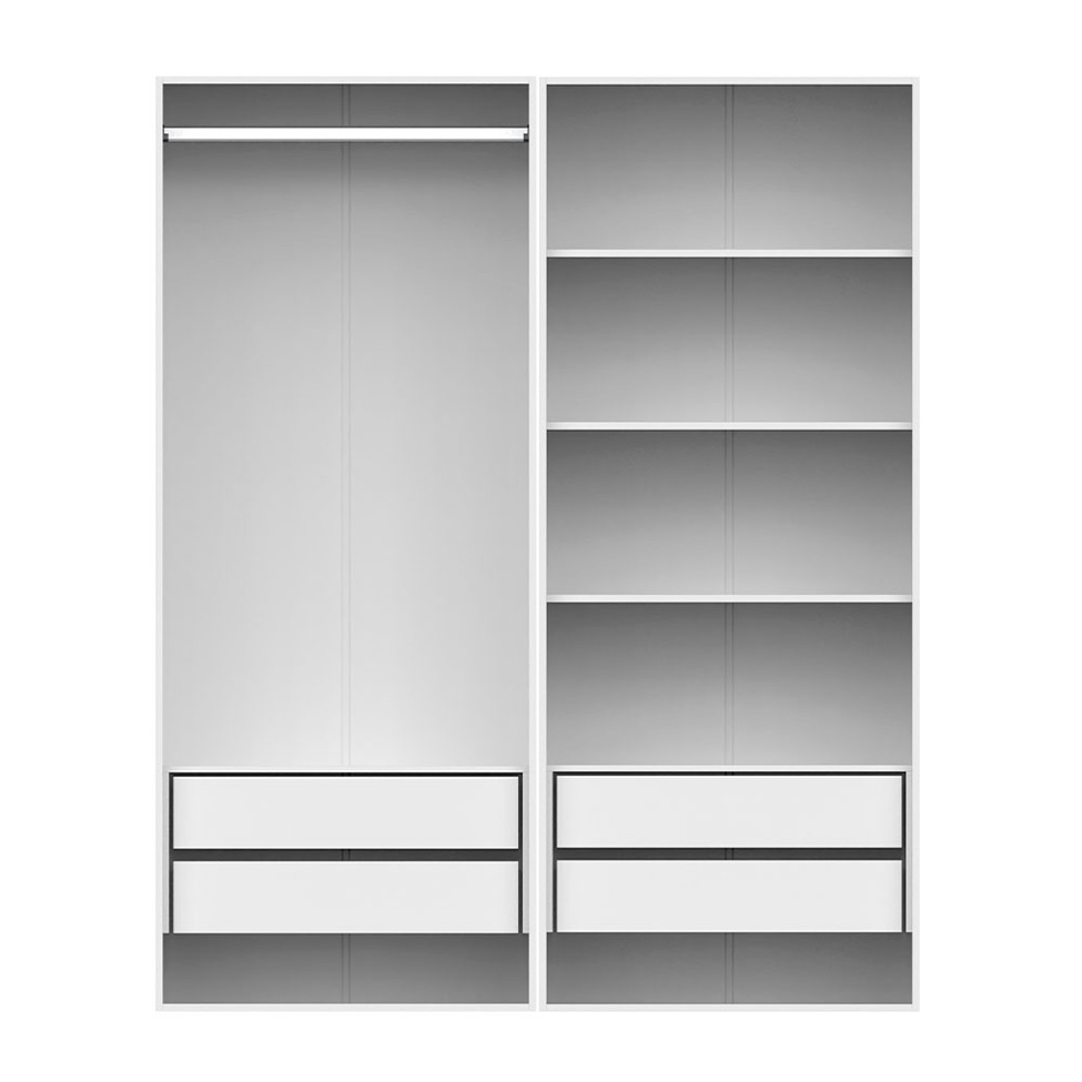 Guarda-Roupa Modulado com Cabideiros e Prateleiras Tuyo 4 Gavetas Branco 180 cm