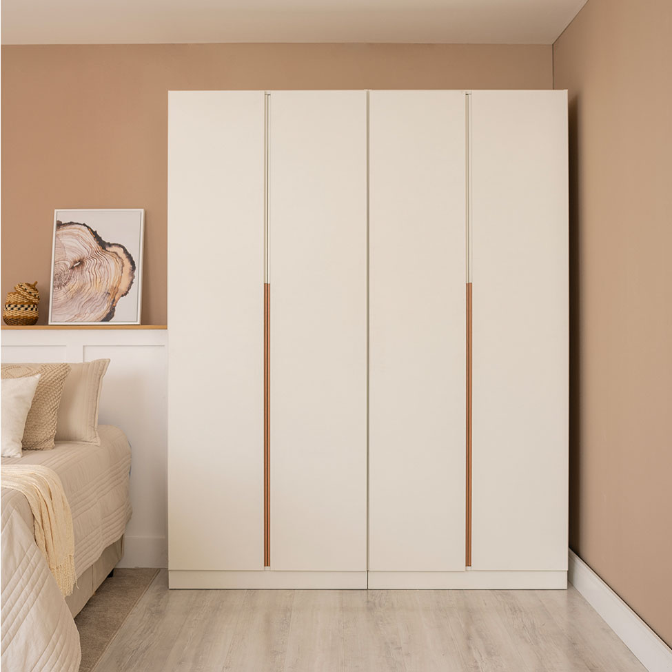 Guarda-Roupa Modulado com Cabideiros e Prateleiras Tuyo 6 Portas Articuladas 8 Gavetas Branco 270 cm