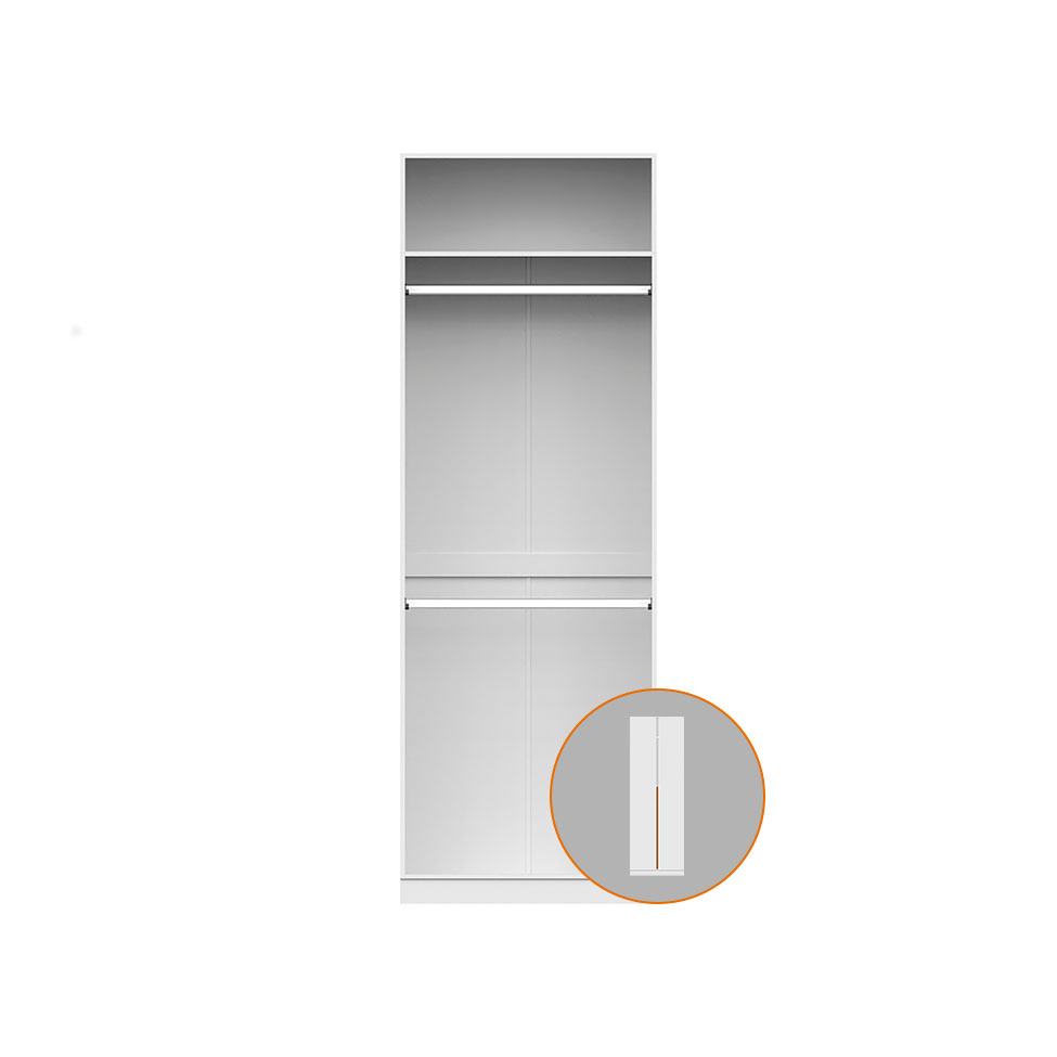 Guarda-Roupa Modulado com Maleiro e Cabideiros Tuyo 2 Portas Articuladas Branco 90 cm