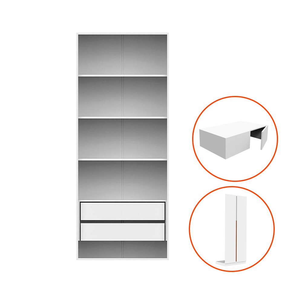 Guarda-Roupa Modulado com Maleiro e Prateleiras New Tuyo 4 Portas Articuladas 2 Gavetas Branco 90 cm