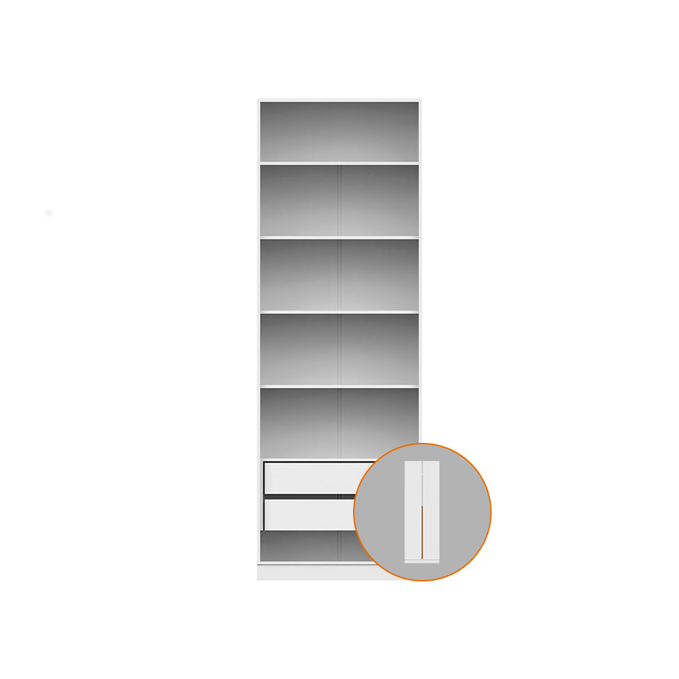 Guarda-Roupa Modulado com Maleiro e Prateleiras Tuyo 2 Portas Articuladas 2 Gavetas Branco 90 cm
