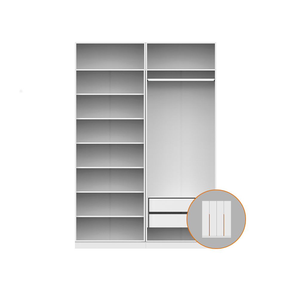 Guarda-Roupa Modulado com Maleiro, Cabideiro e Prateleiras Tuyo 4 Portas Articuladas 2 Gavetas Branco 180 cm