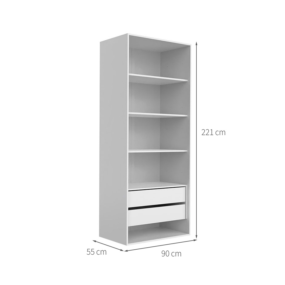 Guarda-Roupa Modulado com Prateleiras New Tuyo 4 Gavetas Branco 180 cm