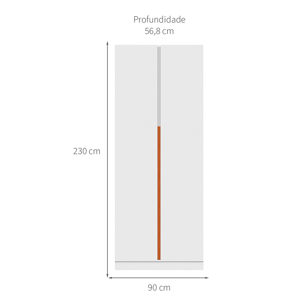 Guarda-Roupa Modulado com Prateleiras Tuyo 2 Portas Articuladas 2 Gavetas Branco 90 cm
