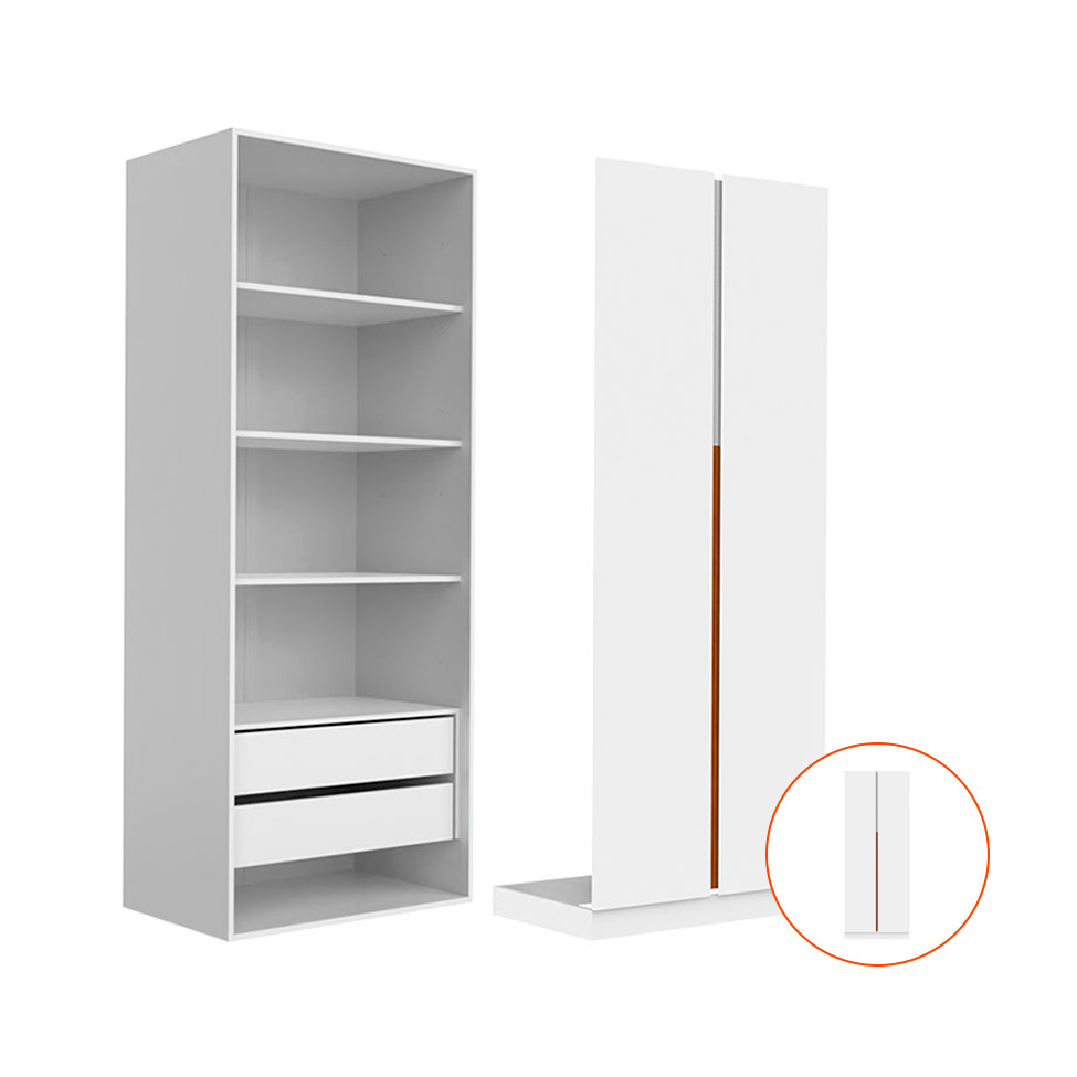 Guarda-Roupa Modulado com Prateleiras Tuyo 2 Portas Articuladas 2 Gavetas Branco 90 cm
