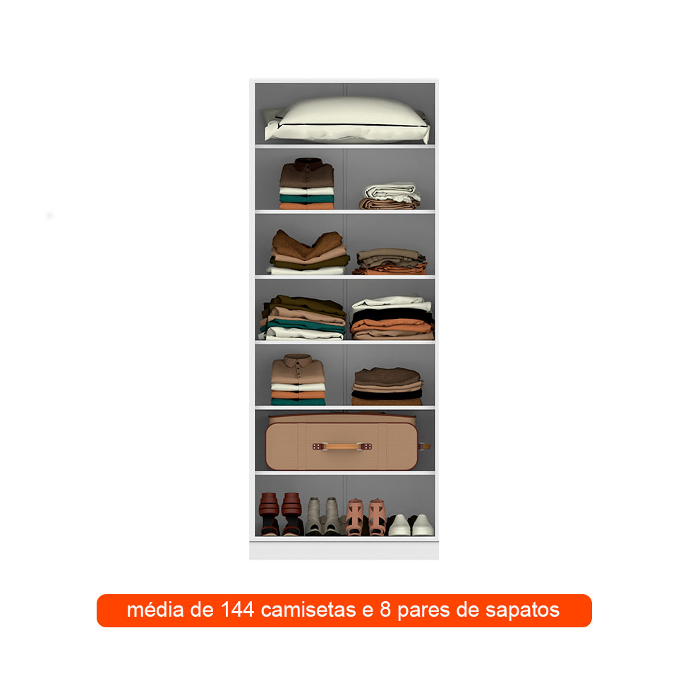 Guarda-Roupa Modulado com Prateleiras Tuyo 2 Portas Articuladas Branco 90 cm