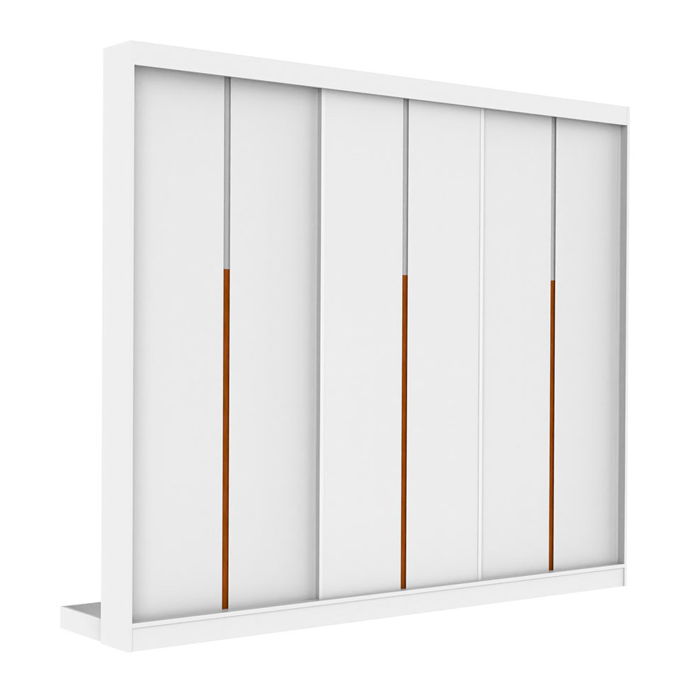 Guarda-Roupa Modulado com Prateleiras Tuyo 3 Portas de Correr 2 Gavetas Branco 274 cm