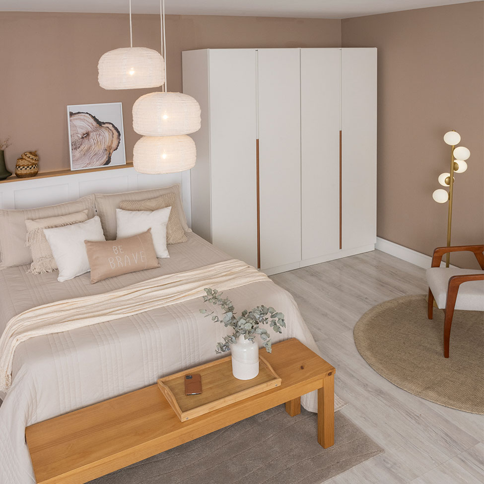 Guarda-Roupa Modulado com Prateleiras Tuyo 4 Portas Articuladas 2 Gavetas Branco 180 cm