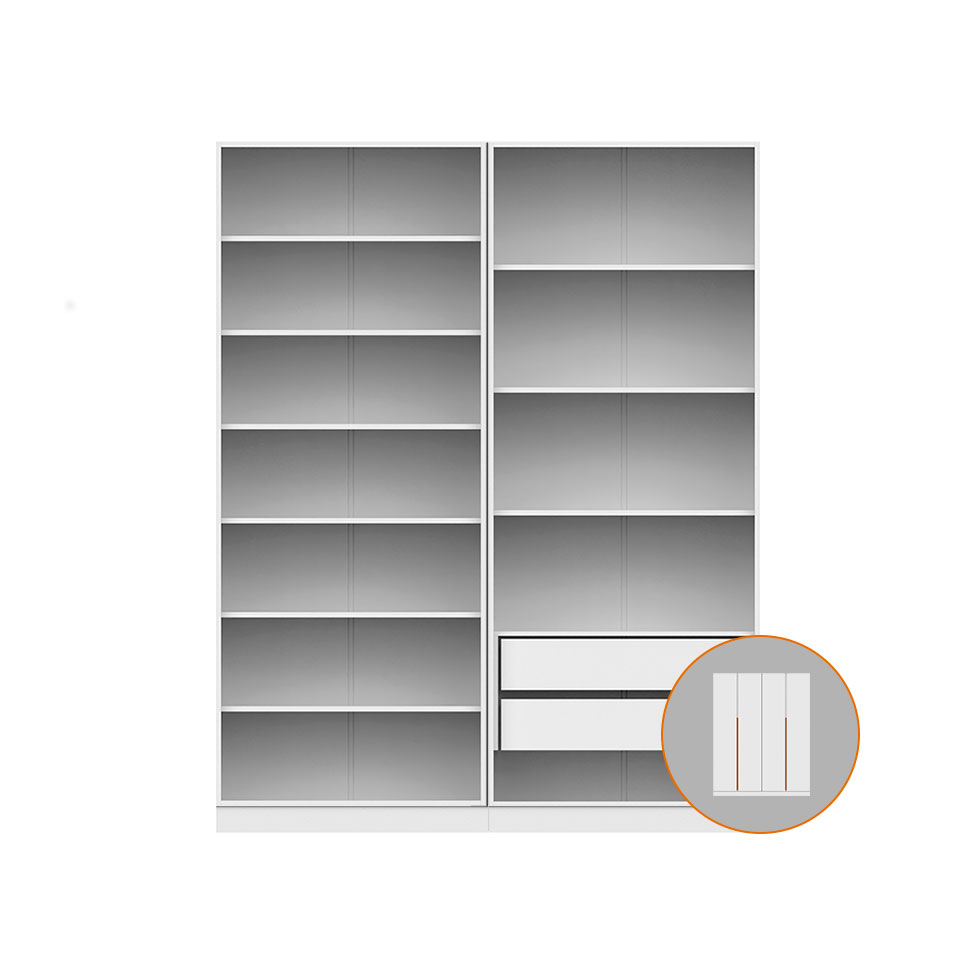 Guarda-Roupa Modulado com Prateleiras Tuyo 4 Portas Articuladas 2 Gavetas Branco 180 cm