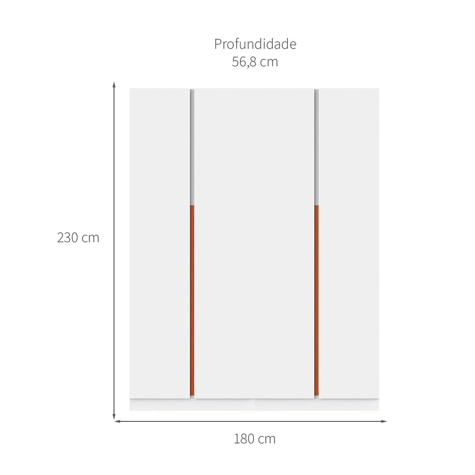 Guarda-Roupa Modulado com Prateleiras e Cabideiro Tuyo 4 Portas Articuladas 4 Gavetas Branco 180 cm