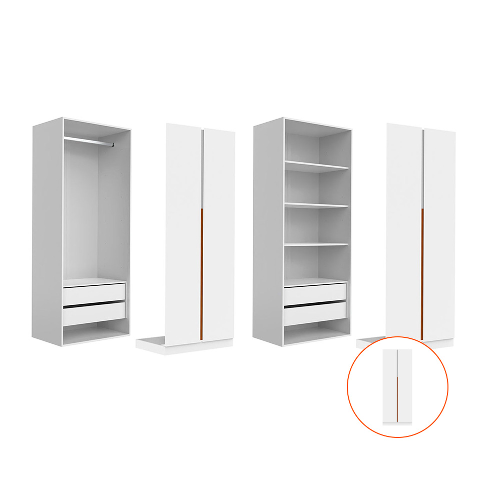 Guarda-Roupa Modulado com Prateleiras e Cabideiro Tuyo 4 Portas Articuladas 4 Gavetas Branco 180 cm