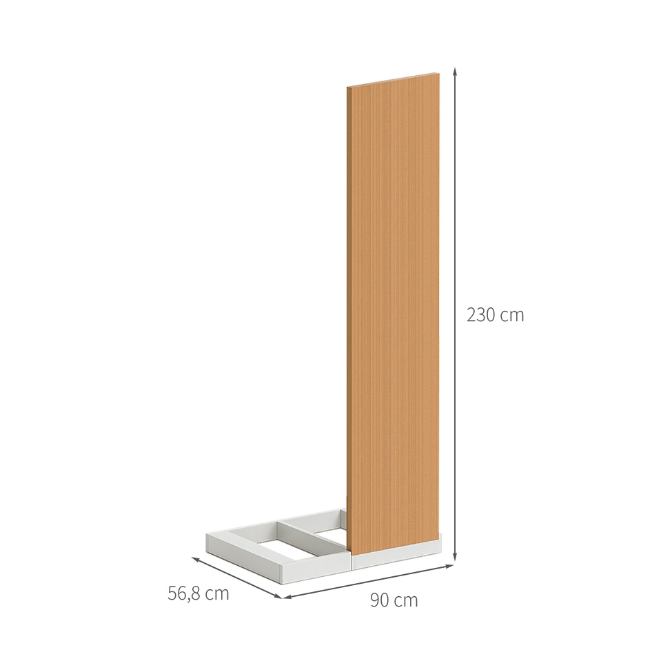 Kit 1 Porta Articulada para Módulo Canto Reto Tuyo com Rodapé Branco e Jequitibá 90 cm