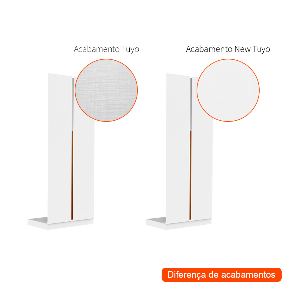 Kit 2 Portas Articuladas para Módulo New Tuyo com Rodapé Branco 90 cm