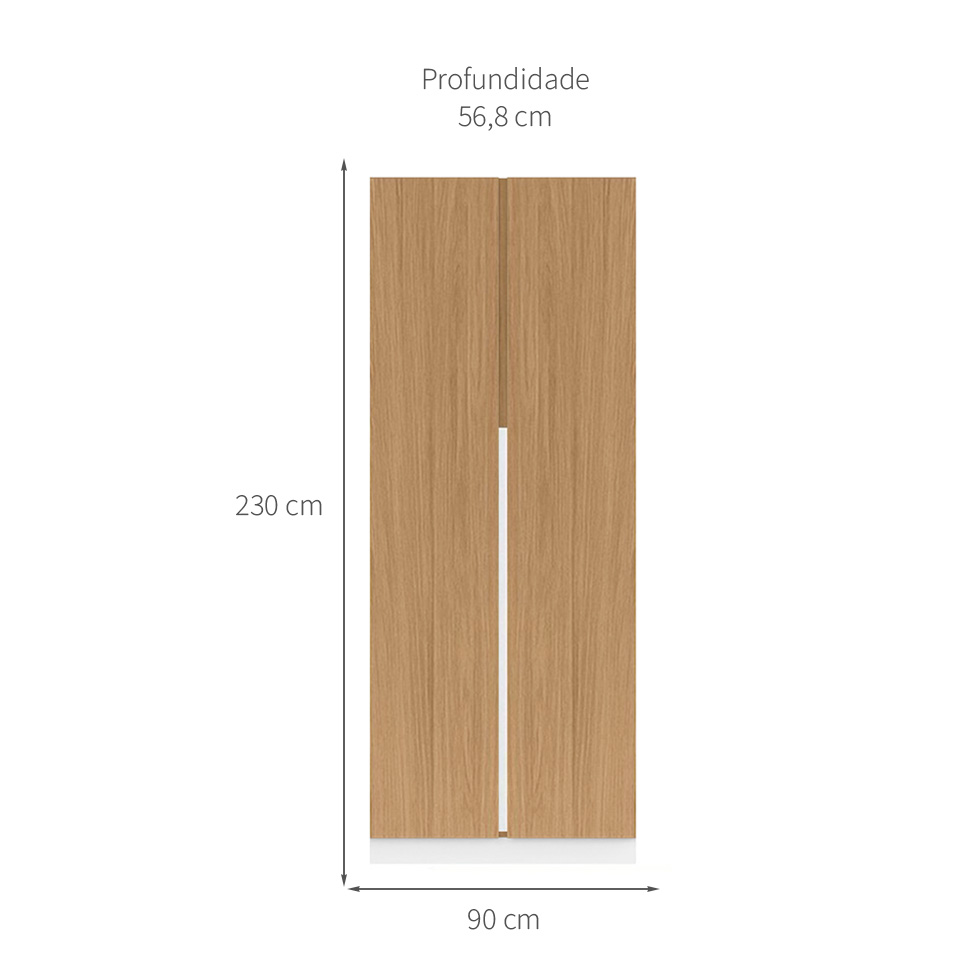 Kit 2 Portas Articuladas para Módulo New Tuyo com Rodapé Branco e Itapuã 90 cm