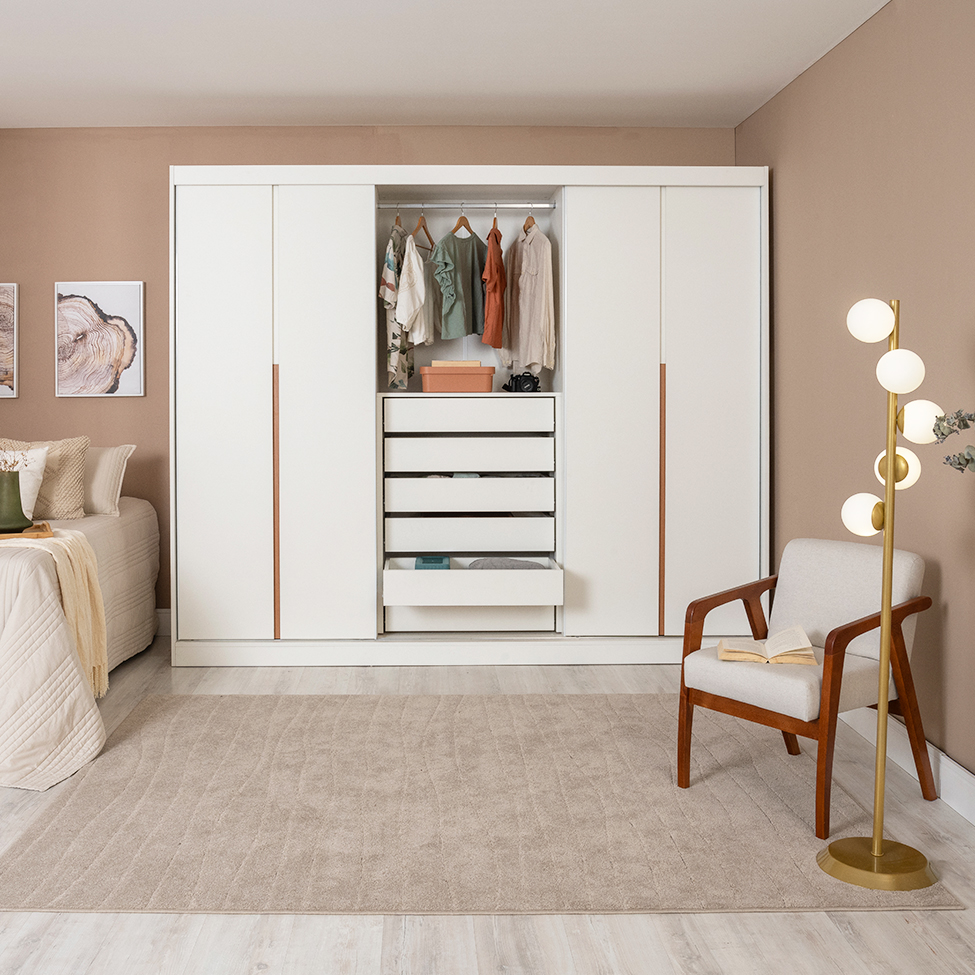 Kit 3 Portas de Correr para Módulo Tuyo com Rodapé Branco 274 cm