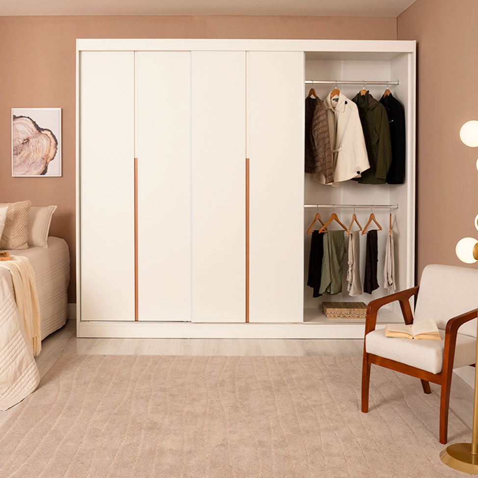 Kit 3 Portas de Correr para Módulo Tuyo com Rodapé Branco 274 cm