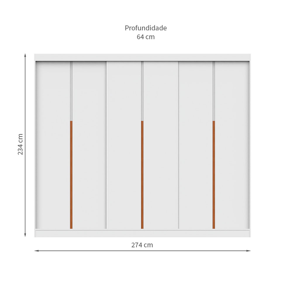 Kit 3 Portas de Correr para Módulo Tuyo com Rodapé Branco 274 cm