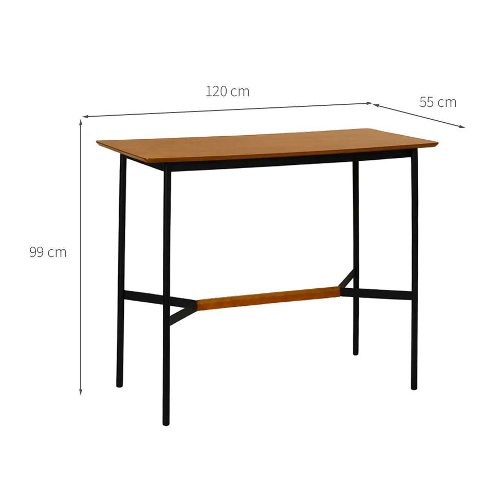 Mesa Bistrô Retangular com Tampo MDF Denver Preta e Amêndoa 120 cm
