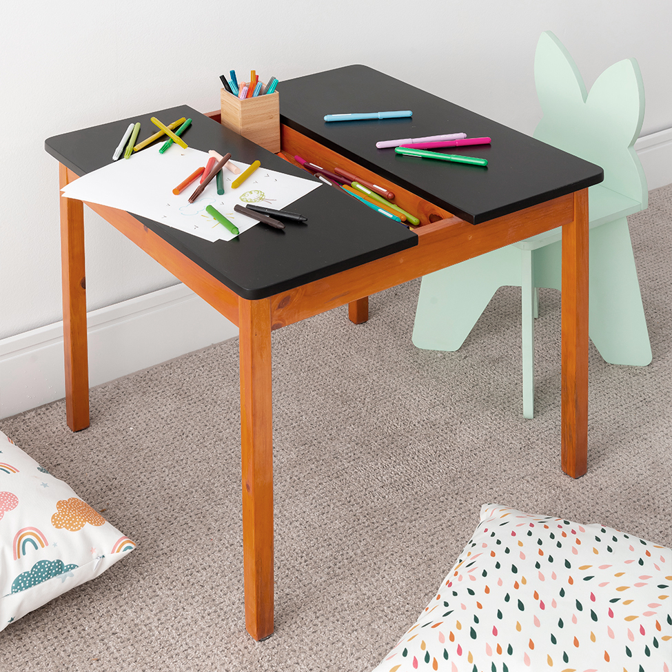 Mesa Infantil Quadrada Dudi Preta e Amêndoa