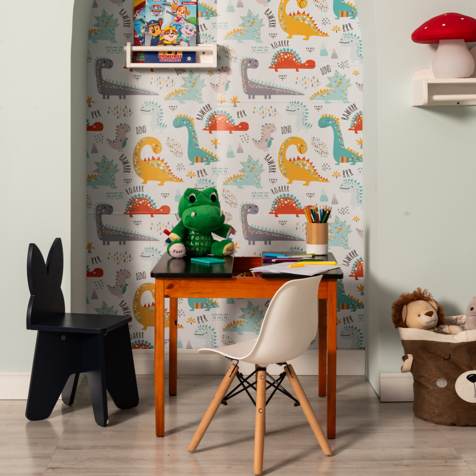 Mesa Infantil Quadrada Dudi Preta e Amêndoa