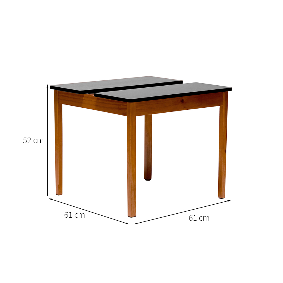 Mesa Infantil Quadrada Dudi Preta e Amêndoa