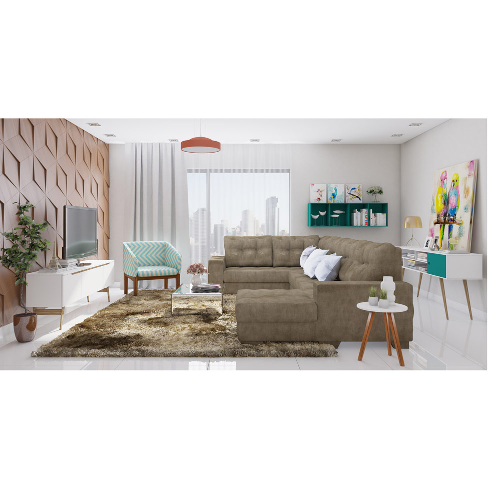 Mesa Lateral Baixa Tóquio Branca e Castanho