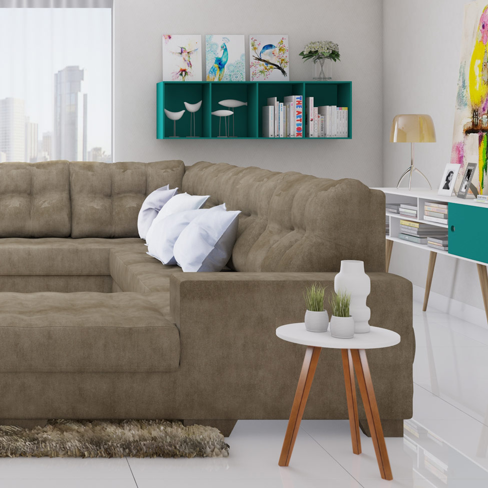 Mesa Lateral Baixa Tóquio Branca e Castanho