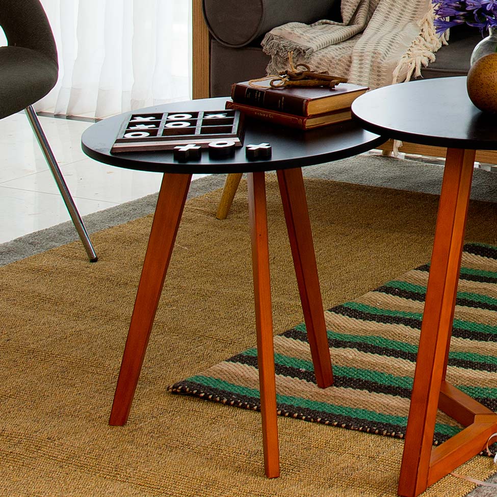 Mesa Lateral Baixa Tóquio Preta e Castanho
