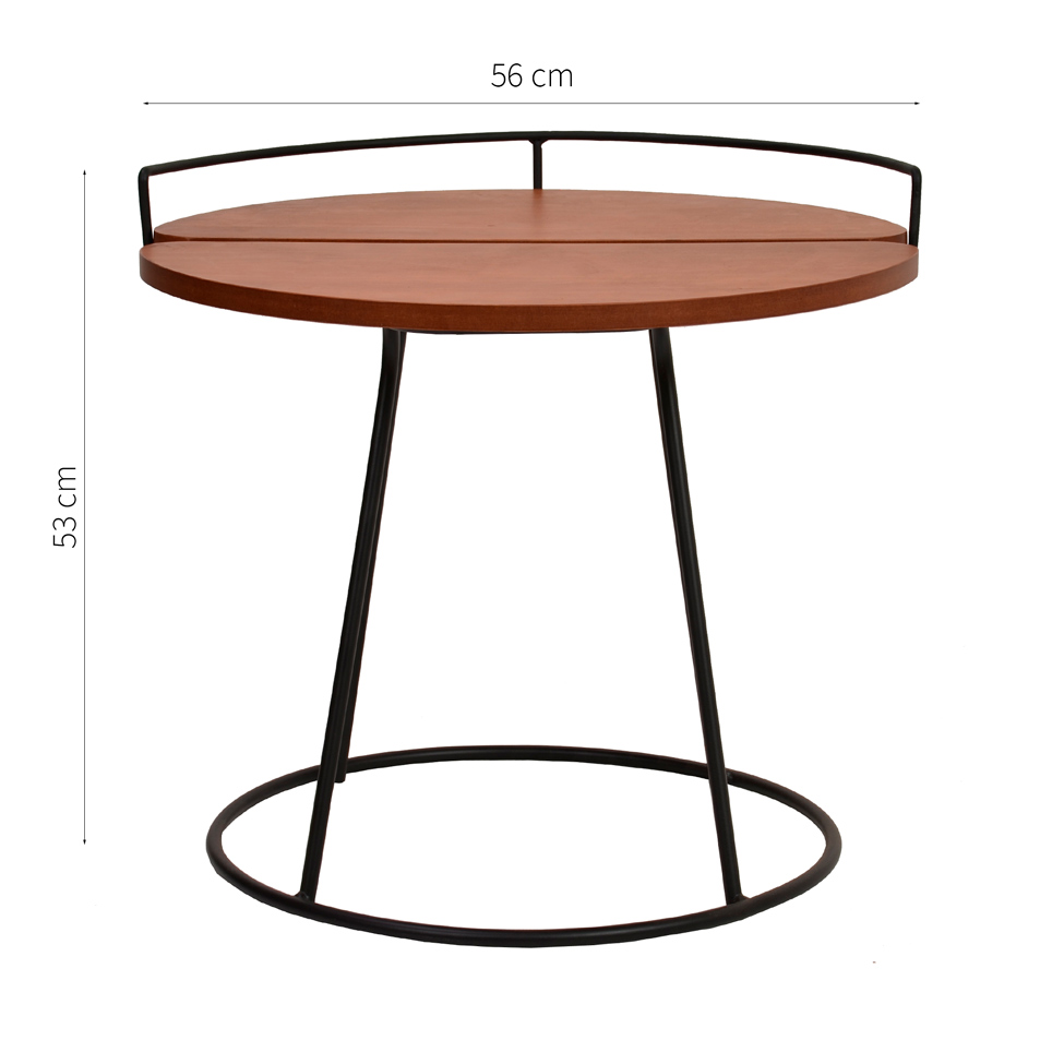 Mesa Lateral Bordeaux Amêndoa e Preto Industrial