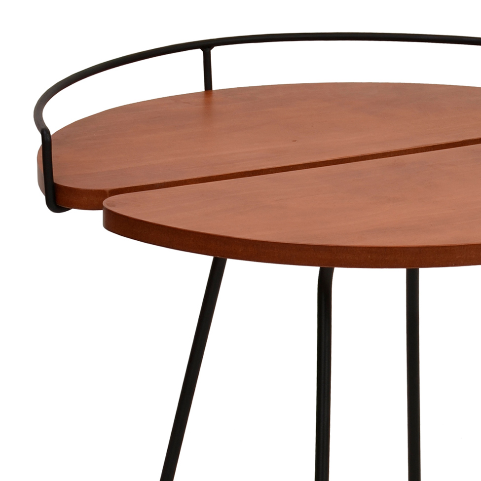 Mesa Lateral Bordeaux Amêndoa e Preto Industrial