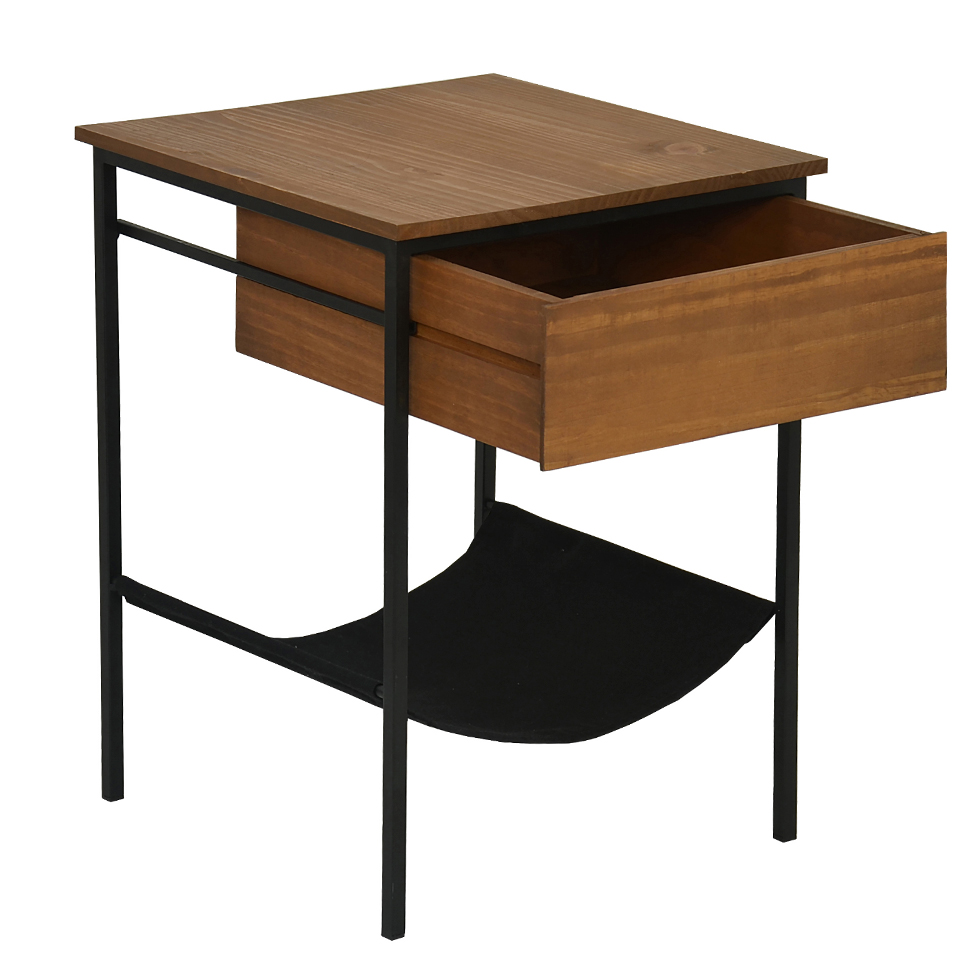 Mesa Lateral Bourbon para Pet 1 GV Preta e Amêndoa Rustico