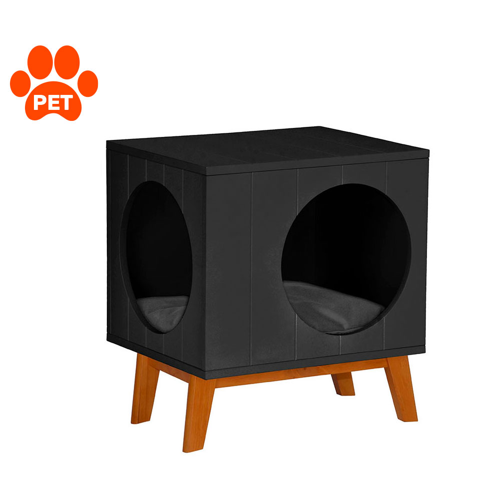 Mesa Lateral Duke para Pet com Pé em Círculo Avelã e Preta