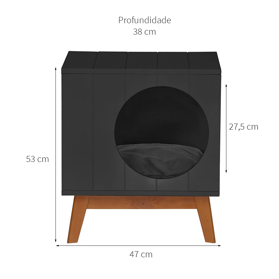 Mesa Lateral Duke para Pet com Pé em Círculo Avelã e Preta