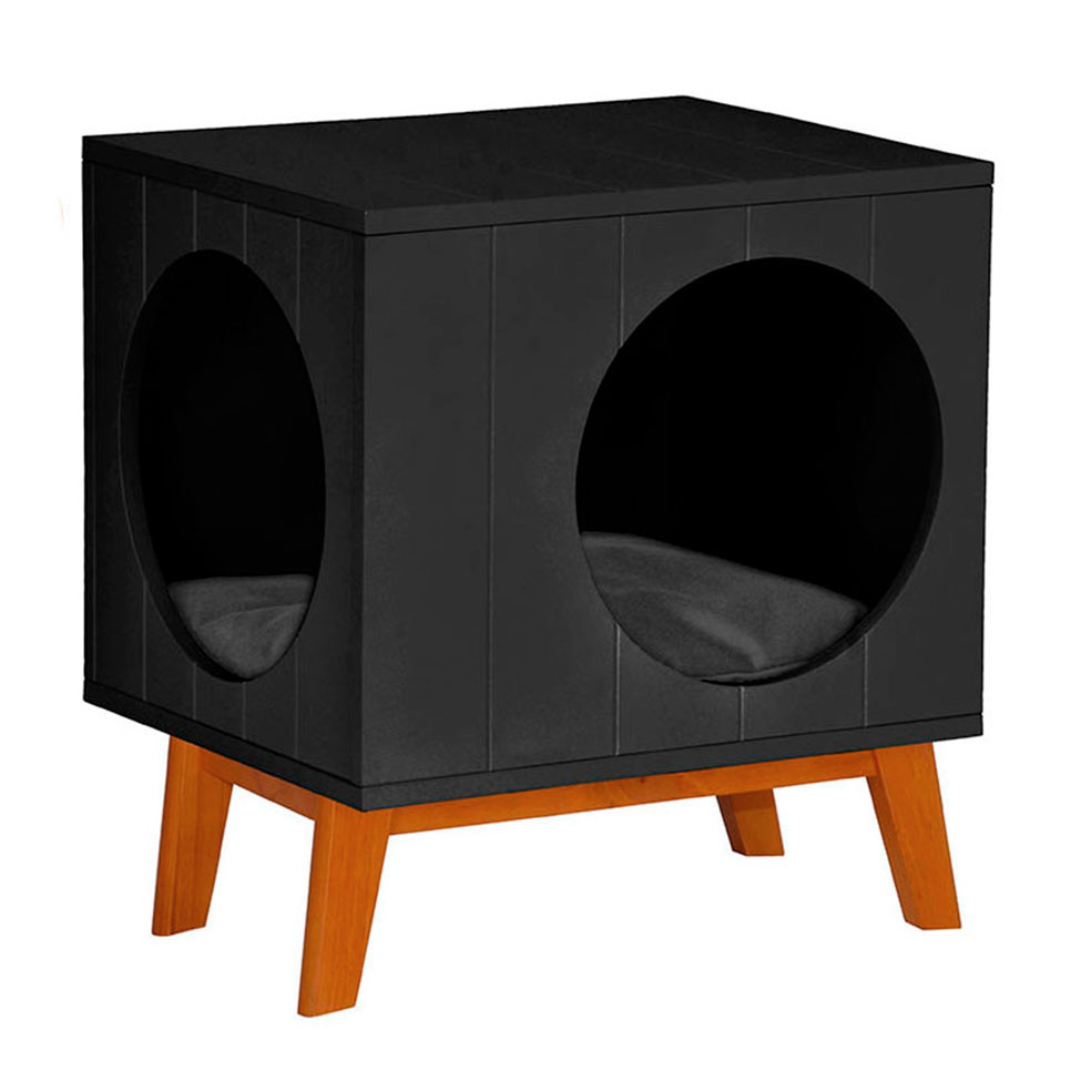 Mesa Lateral Duke para Pet com Pé em Círculo Avelã e Preta