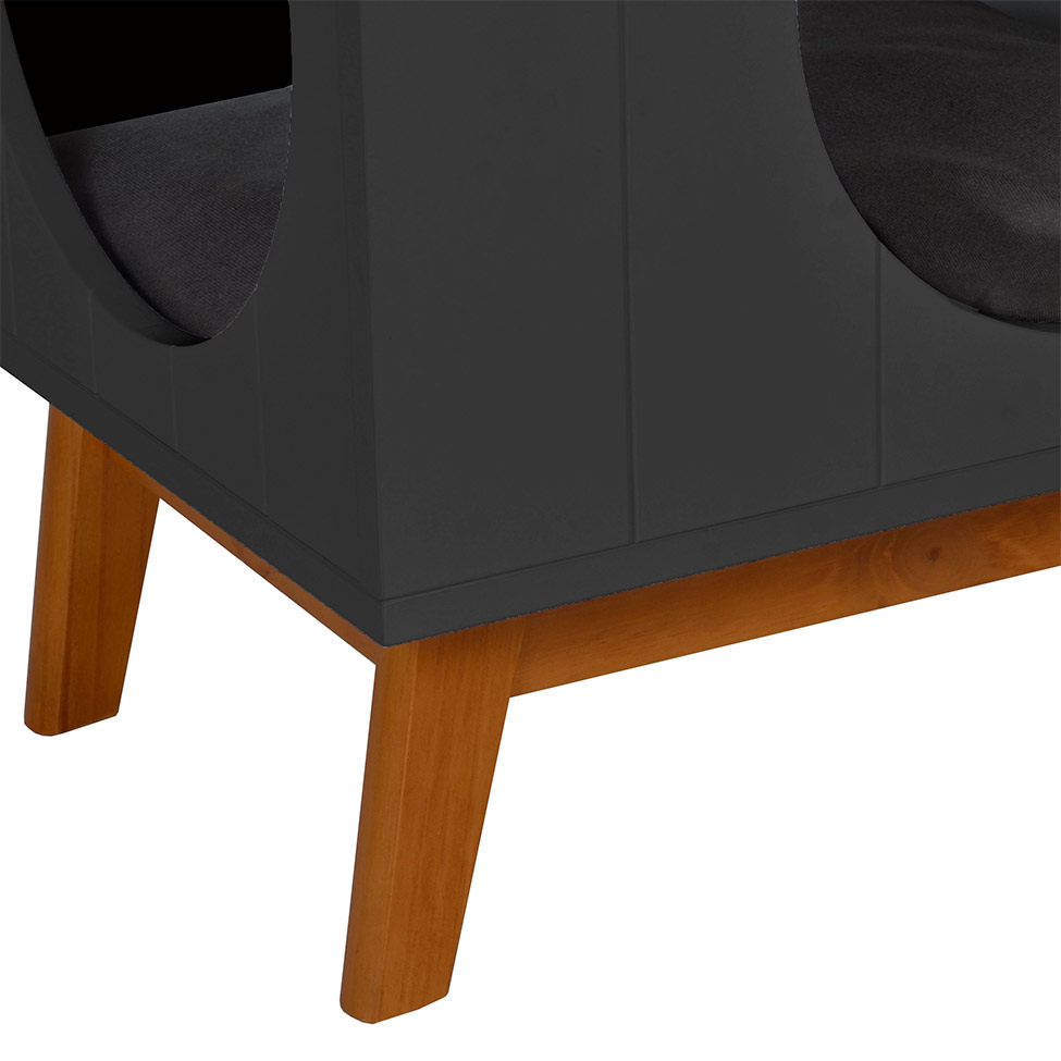 Mesa Lateral Duke para Pet com Pé em Círculo Avelã e Preta