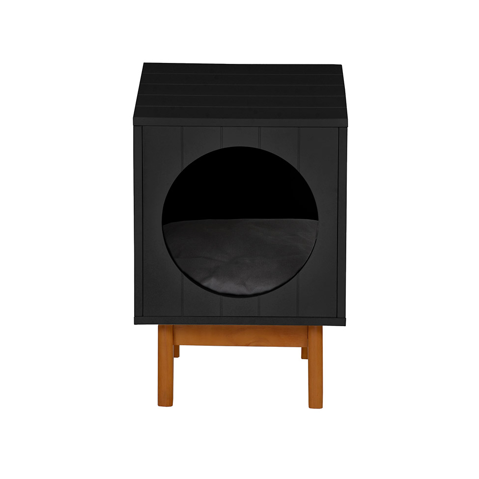 Mesa Lateral Duke para Pet com Pé em Círculo Avelã e Preta