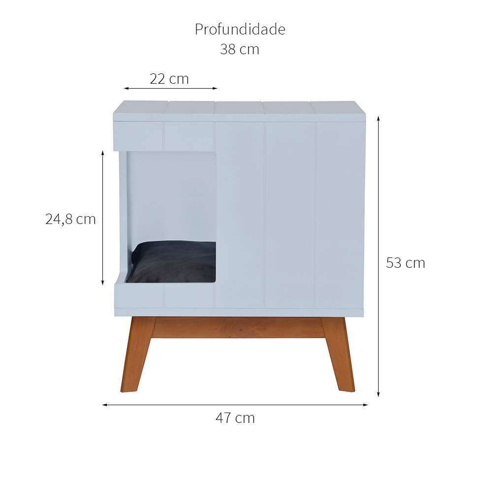 Mesa Lateral Duke para Pet com Pé em Retângulo Avelã e Branca
