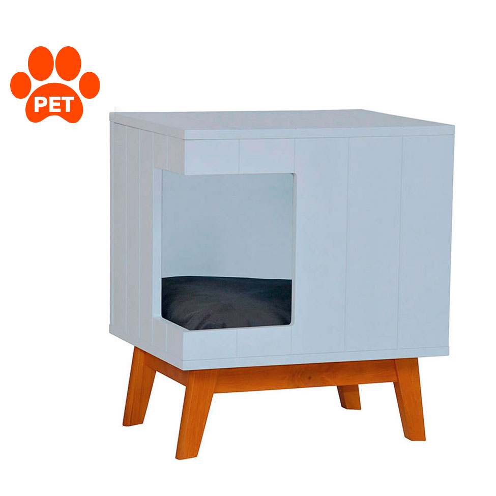Mesa Lateral Duke para Pet com Pé em Retângulo Avelã e Branca