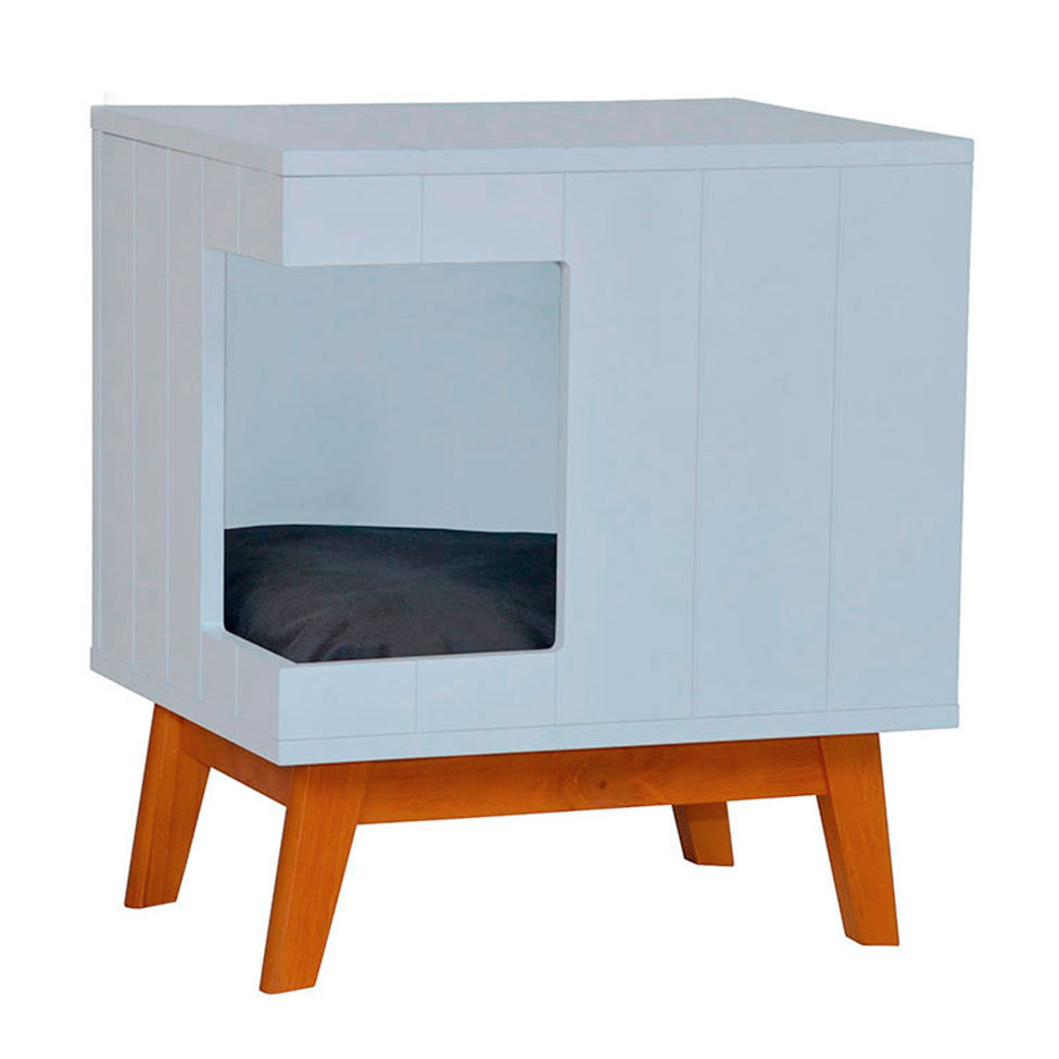 Mesa Lateral Duke para Pet com Pé em Retângulo Avelã e Branca