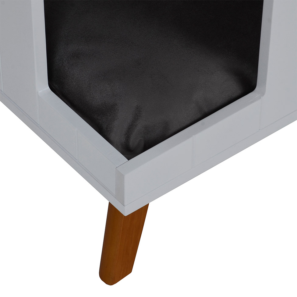 Mesa Lateral Duke para Pet com Pé em Retângulo Avelã e Branca